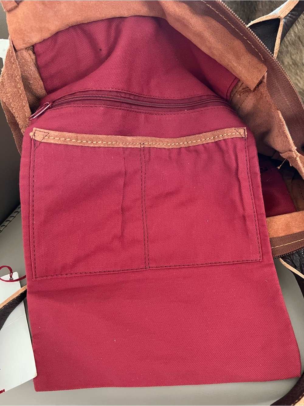 NICOLI Rust Suede Leather Tote Bag Made in Italy - Picture 9 of 13